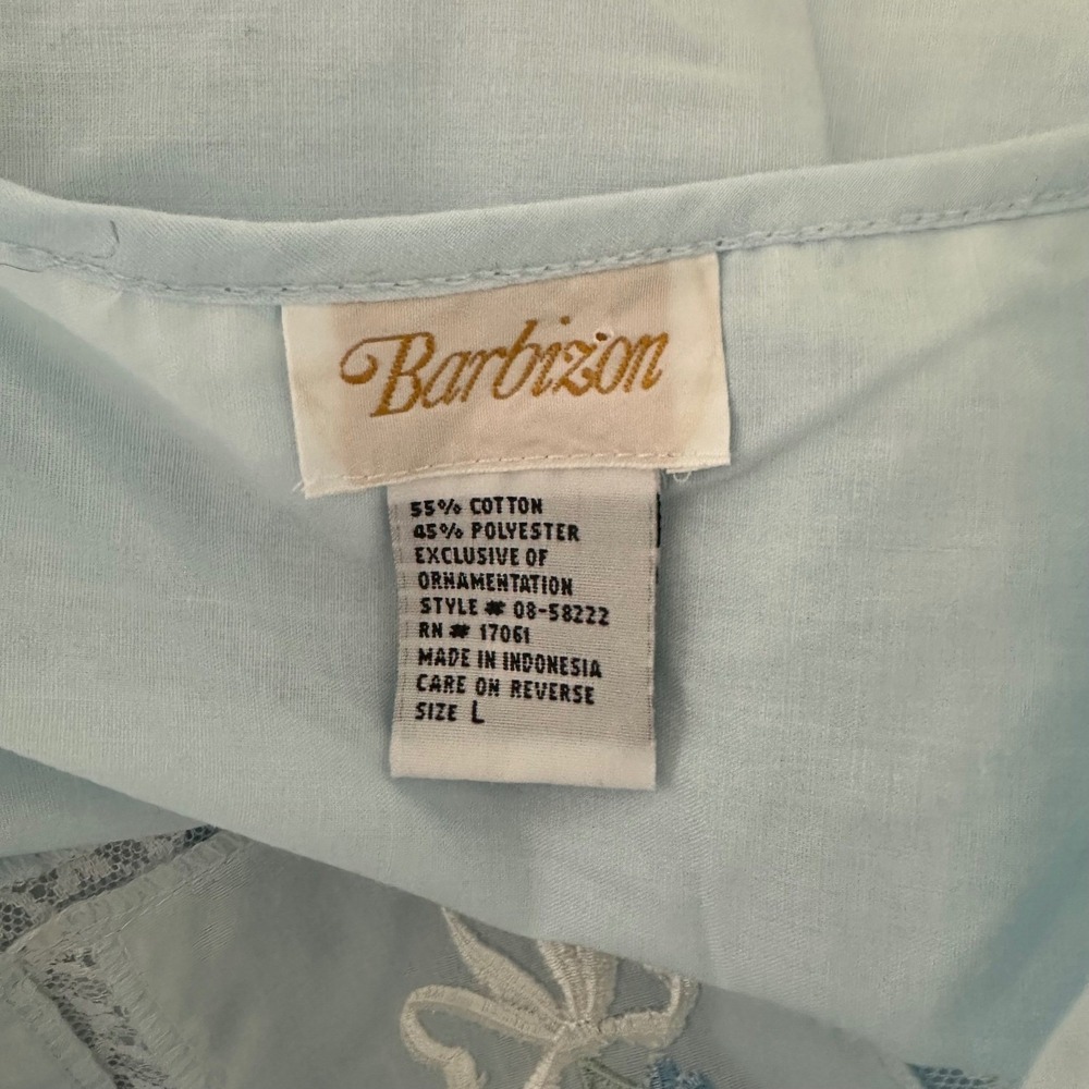 Vintage Barbizon Nightgown Blue Embroidered Cottagecore Prairie Midi NWT L - Picture 6 of 7